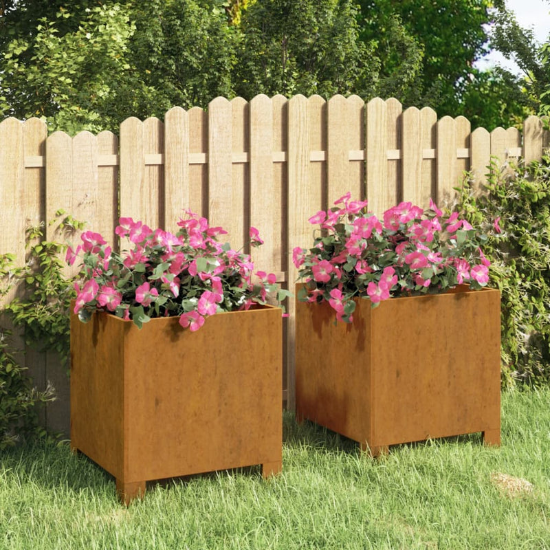 Load image into Gallery viewer, VidaXL Plantenbakken met poten 2 st roestig 32x30x33 cm cortenstaal
