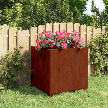 Vidaxl plantenbak met poten roestig 50x50x50 cm cortenstaal