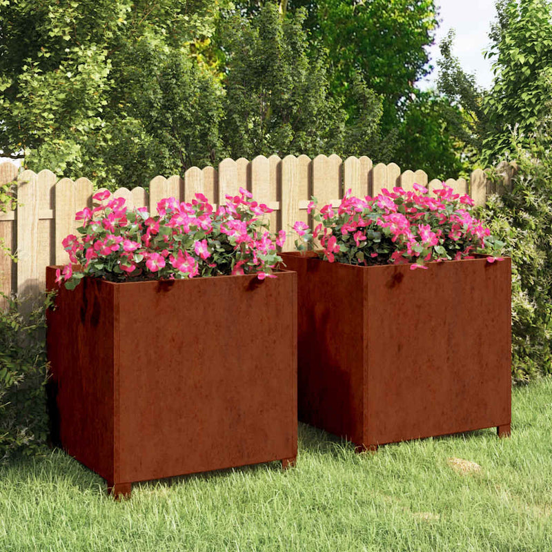 Load image into Gallery viewer, Vidaxl plantenbakken met poten 2 st roestig 50x50x50 cm cortenstaal
