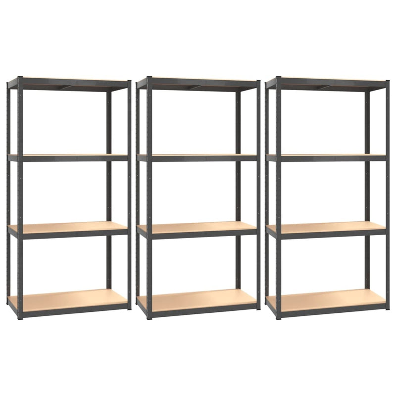 Load image into Gallery viewer, VidaXL Opbergrek 4-laags 3 st staal bewerkt hout antracietkleurig
