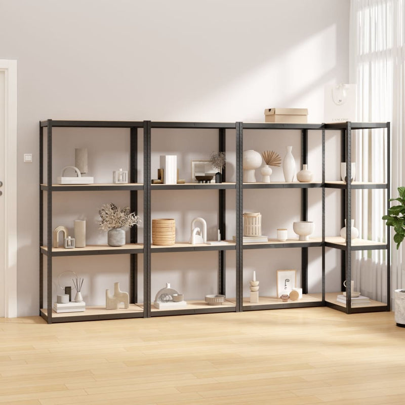 Load image into Gallery viewer, VidaXL Opbergrekken 4 st 4-laags staal en bewerkt hout antracietkleur
