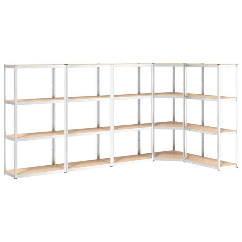 Load image into Gallery viewer, VidaXL Opbergrek 4 Laags 5 st staal bewerkt hout zilverkleurig
