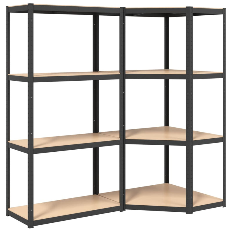 Load image into Gallery viewer, VidaXL Opbergrek 4-laags 2 st staal bewerkt hout antracietkleurig
