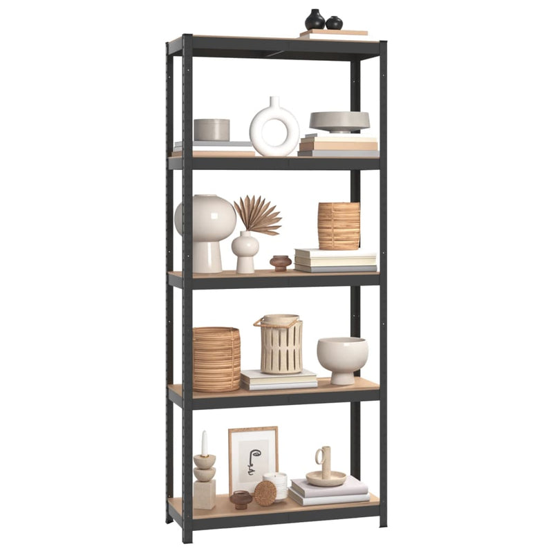 Load image into Gallery viewer, VidaXL Opbergrek 5-laags 2 st staal bewerkt hout antracietkleurig
