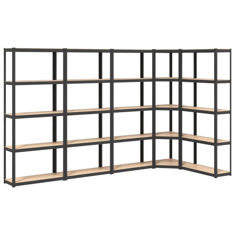Load image into Gallery viewer, VidaXL Opbergrek 5-laags 5 st staal bewerkt hout antracietkleurig
