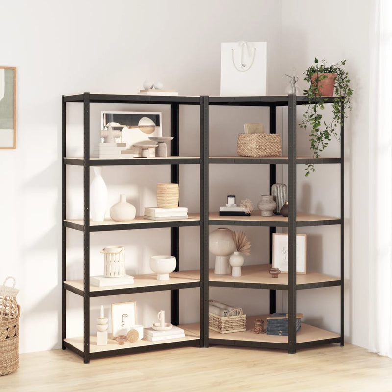 Load image into Gallery viewer, VidaXL Opbergrekken 5-laags 2 st staal bewerkt hout antracietkleurig

