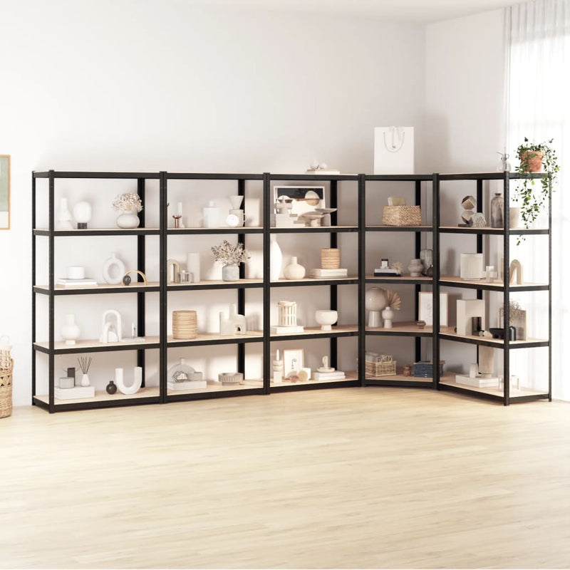 Load image into Gallery viewer, VidaXL Opbergrekken 5-laags 5 st staal en bewerkt hout antracietkleur

