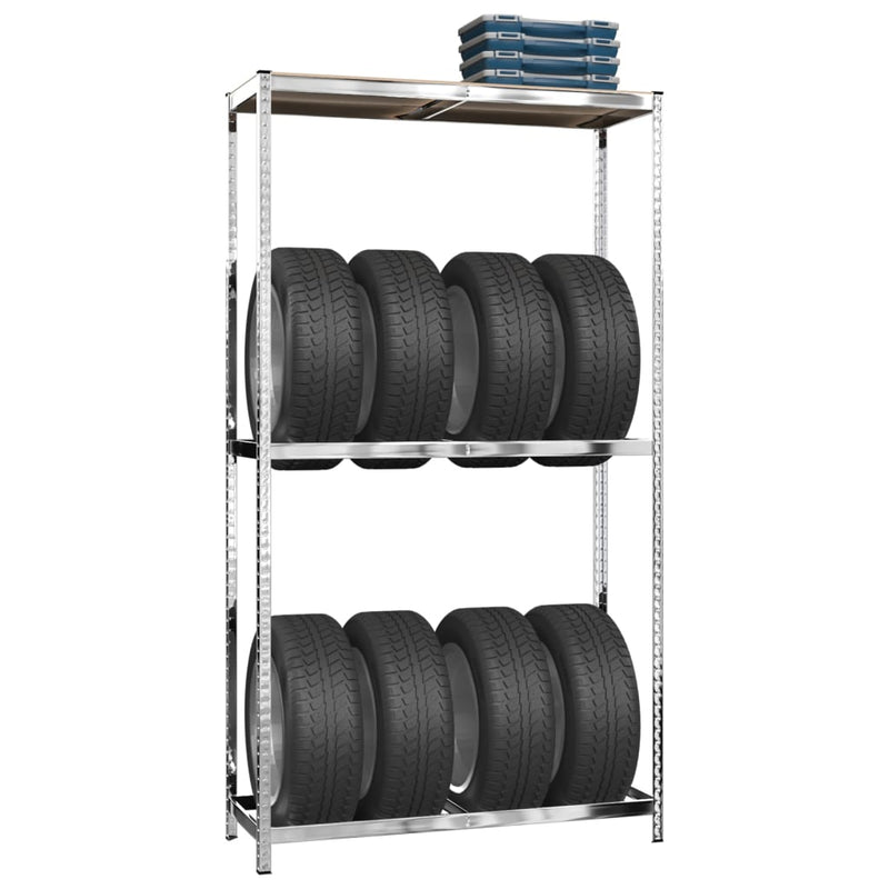 Load image into Gallery viewer, VidaXL Bandenrekken 2-laags 4 st 110x40x180 cm staal zilverkleurig
