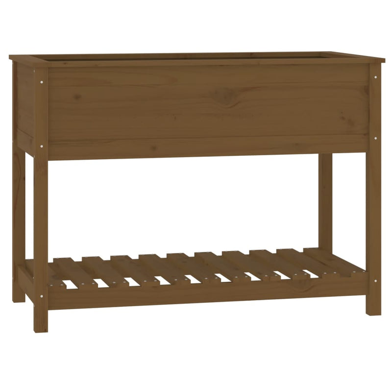 Load image into Gallery viewer, Vidaxl plantenbak met schap 111,5x54x81 cm grenenhout honingbruin

