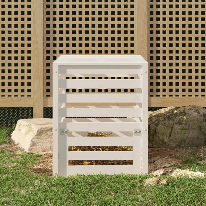 Load image into Gallery viewer, Vidaxl compostbak 63,5x63,5x77,5 cm massief grenenhout wit
