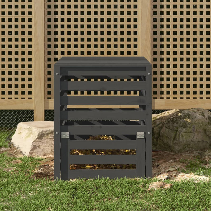 Load image into Gallery viewer, Vidaxl compostbak 63,5x63,5x77,5 cm massief grenenhout grijs
