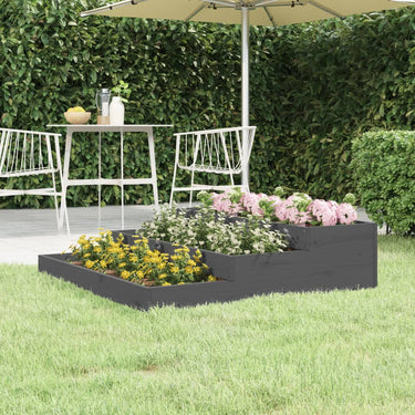 Vidaxl plantenbak 107x107x27 cm massief grenenhout grijs