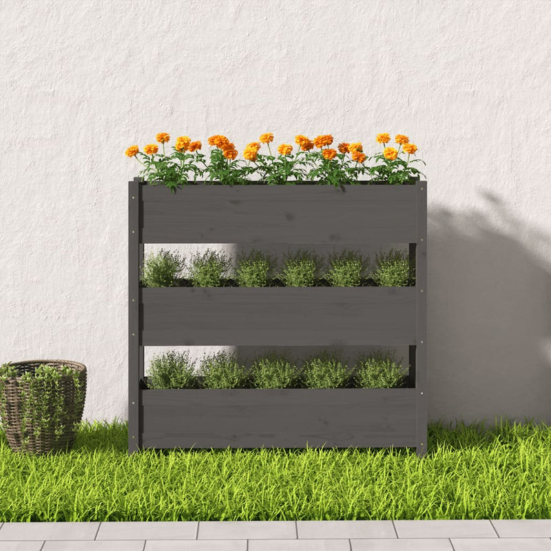 Load image into Gallery viewer, Vidaxl plantenbak 112x25x104,5 cm massief grenenhout grijs
