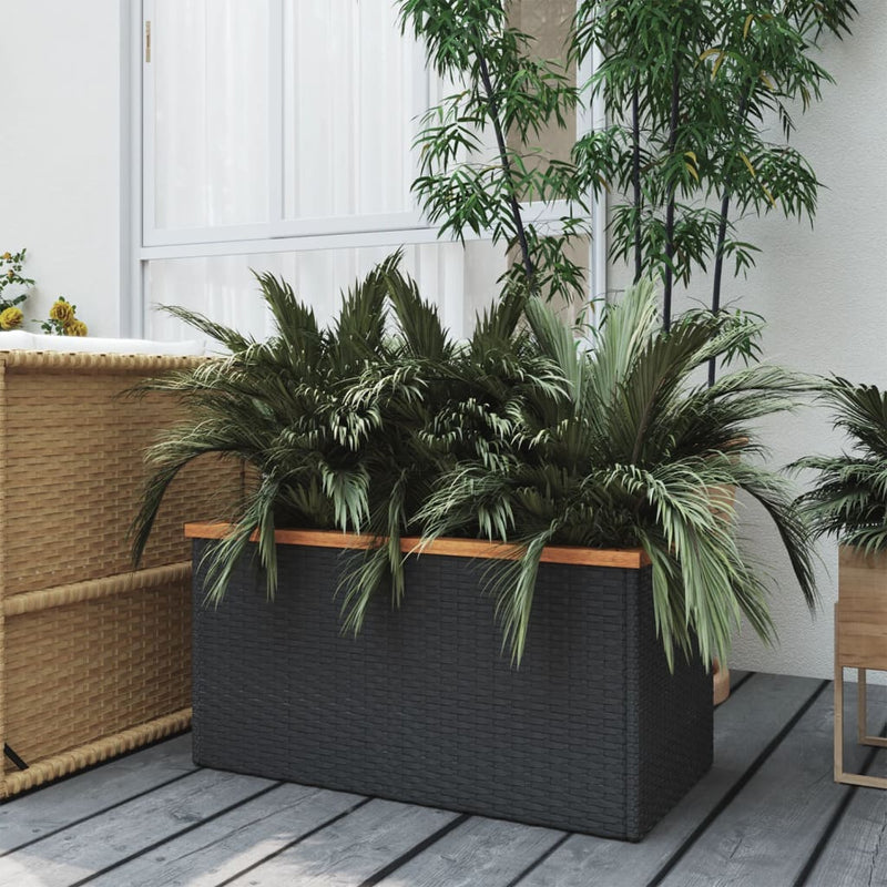 Afbeelding laden in galerijviewer, Vidaxl plantenbak 80x40x40 cm poly rattan zwart

