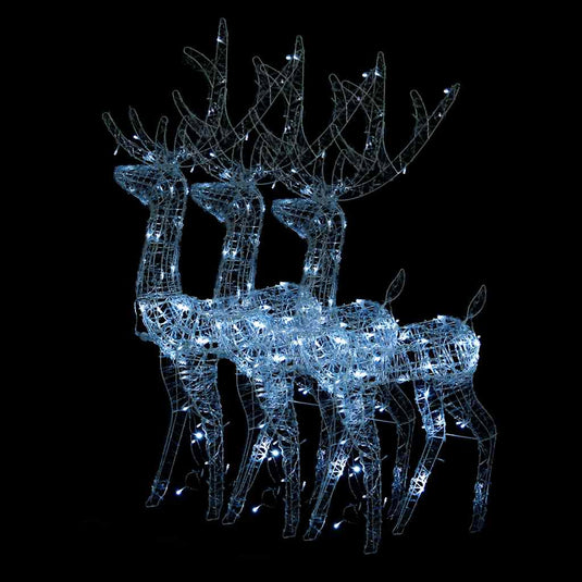 Vidaxl kerstversieringen rendier 3 st 128 cm acryl koudwit