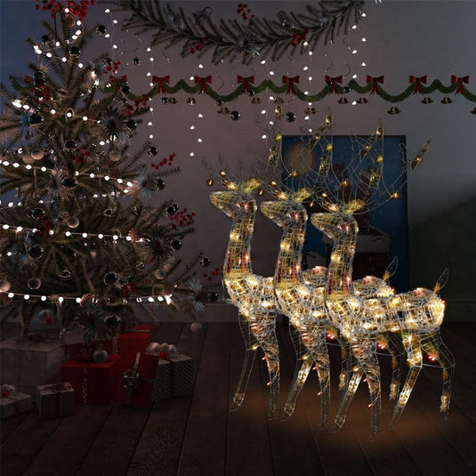 VidaXL Kerstversiering rendier 3 st meerkleurig 120 cm acryl