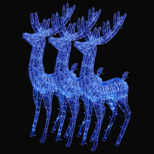 VidaXL Kerstdecoratie rendier XXL 3 st 250 LED's blauw 180 cm acryl