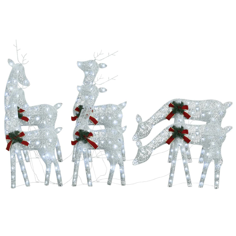 Load image into Gallery viewer, VidaXL Kerstrendieren 6 st warmwit gaas wit
