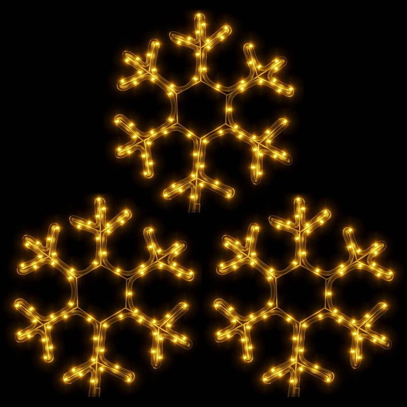 Afbeelding laden in galerijviewer, Vidaxl kerstfiguur sneeuwvlok met led's 3 st 38x37 cm warmwit
