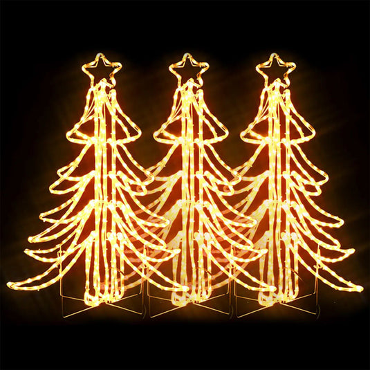 VidaXL Kerstfiguur boom 3 st inklapbaar met LED's 87x87x93 cm warmwit