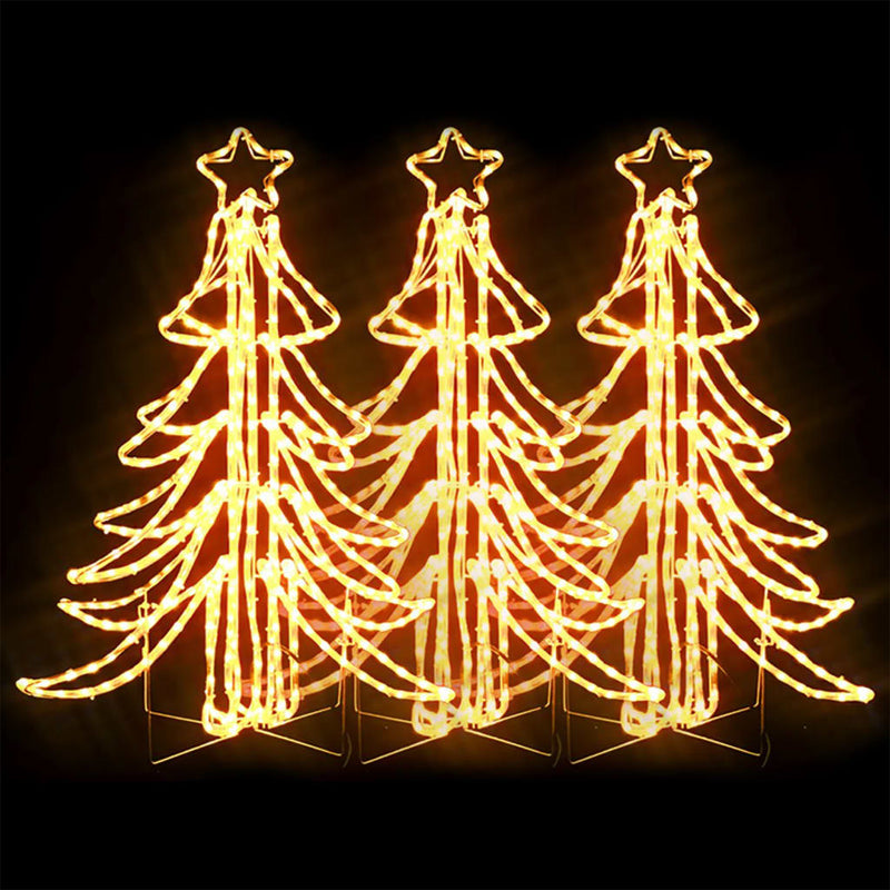 Load image into Gallery viewer, Vidaxl kerstfiguur boom 3 st inklapbaar met led's 87x87x93 cm warmwit
