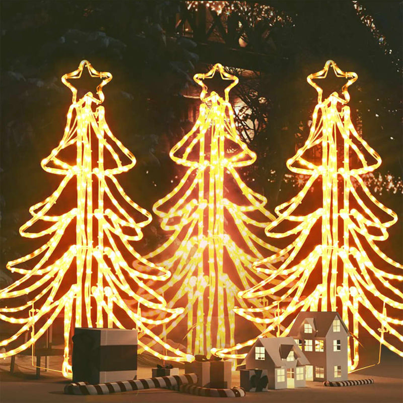 Load image into Gallery viewer, Vidaxl kerstfiguur boom 3 st inklapbaar met led's 87x87x93 cm warmwit
