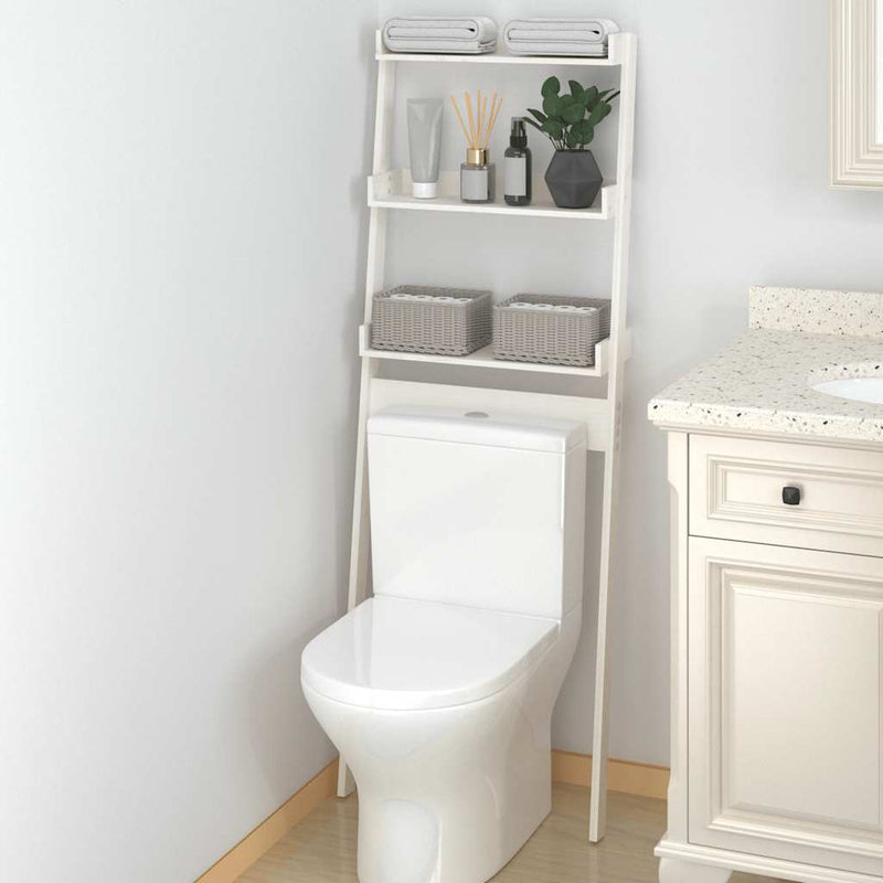Load image into Gallery viewer, Vidaxl toiletrek 63,5x32x179 cm massief grenenhout wit
