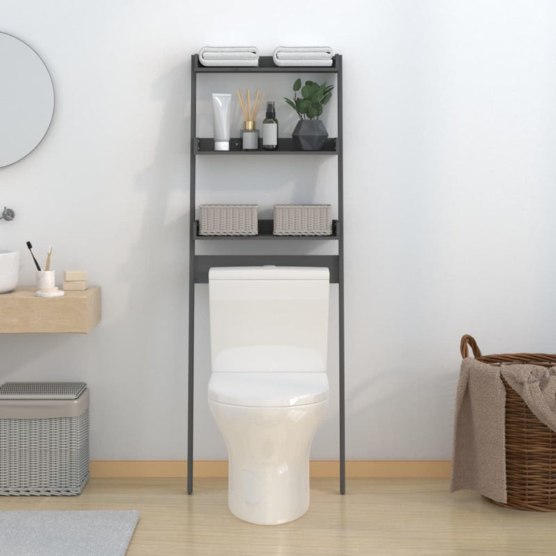 Load image into Gallery viewer, VidaXL Toiletrek 63,5x32x179 cm massief grenenhout grijs
