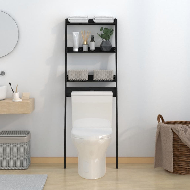 Load image into Gallery viewer, VidaXL Toiletrek 63,5x32x179 cm massief grenenhout zwart
