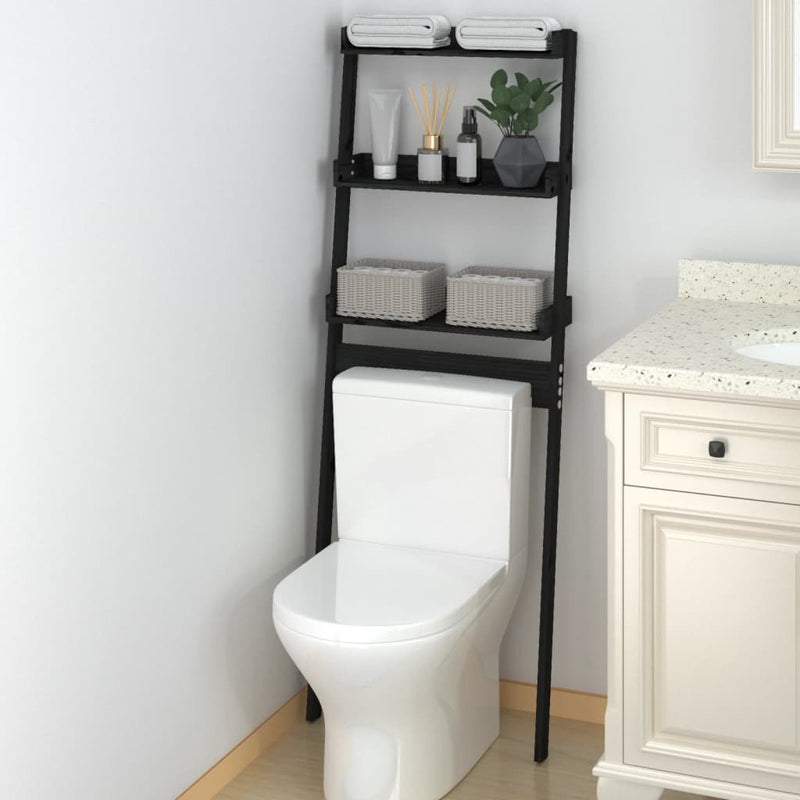 Load image into Gallery viewer, VidaXL Toiletrek 63,5x32x179 cm massief grenenhout zwart
