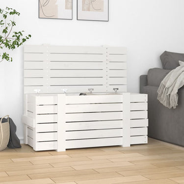 Vidaxl opbergbox 91x40,5x42 cm massief grenenhout wit