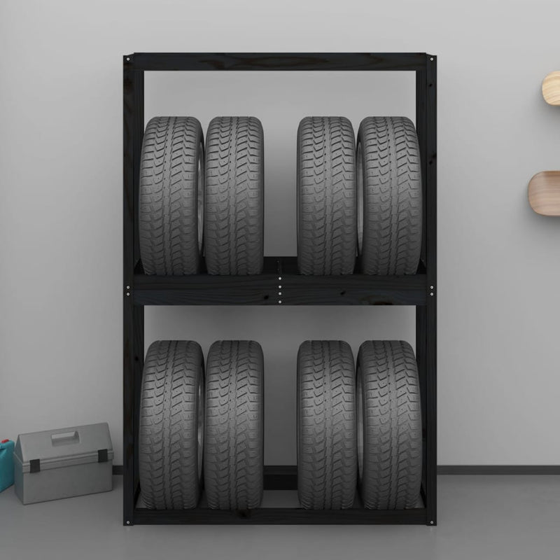 Load image into Gallery viewer, VidaXL Bandenrek 120x40x180 cm massief grenenhout zwart
