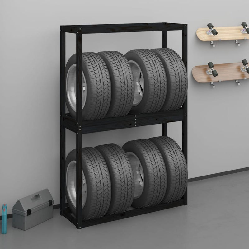 Load image into Gallery viewer, VidaXL Bandenrek 120x40x180 cm massief grenenhout zwart
