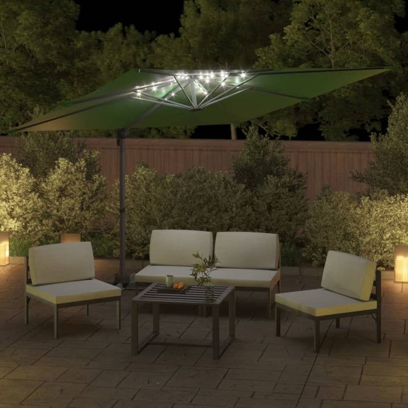 Load image into Gallery viewer, Vidaxl zweefparasol met led-verlichting 400x300 cm groen
