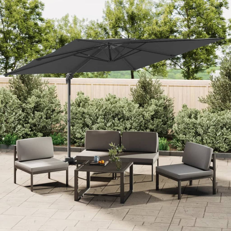 Load image into Gallery viewer, Vidaxl zweefparasol met dubbel dak 400x300 cm antracietkleurig
