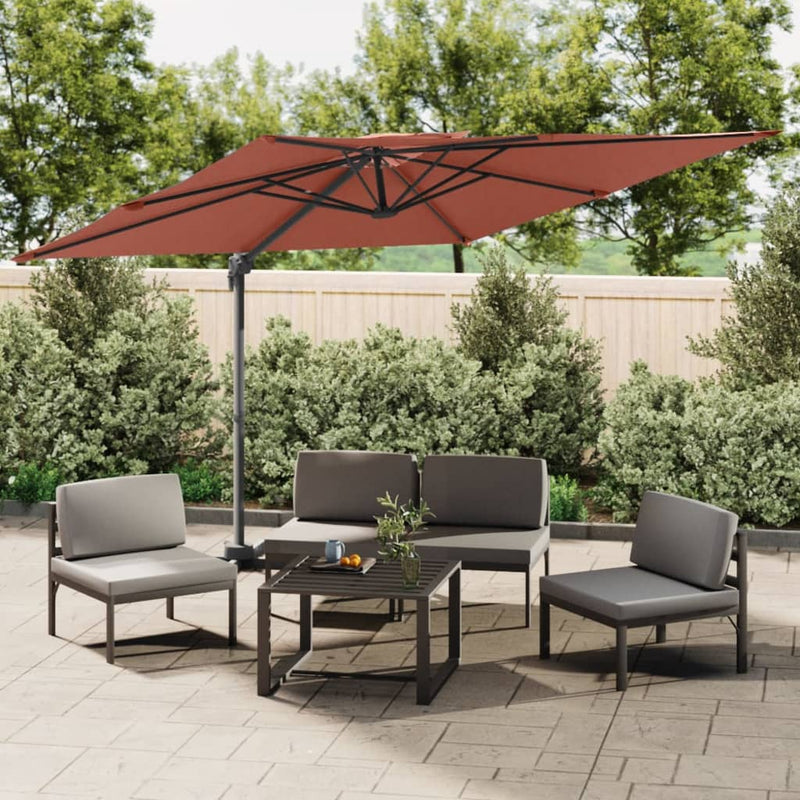 Load image into Gallery viewer, Vidaxl zweefparasol met dubbele bovenkant 300x300 cm terracotta
