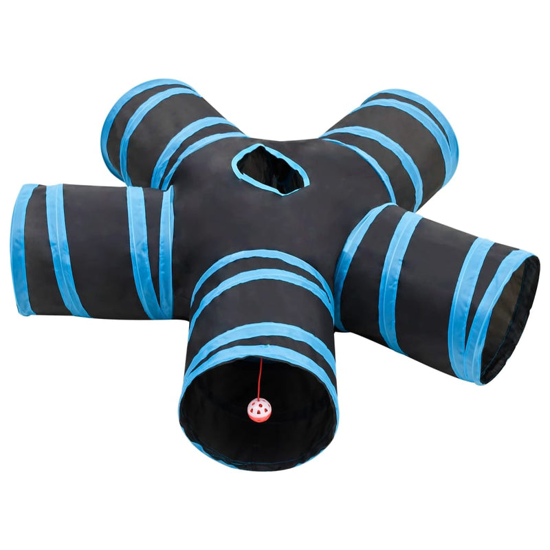 Load image into Gallery viewer, Vidaxl kattentunnel 5-voudig 25 cm polyester zwart en blauw
