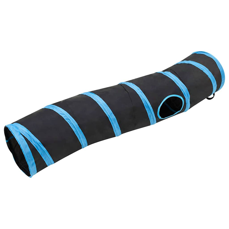 Load image into Gallery viewer, Vidaxl kattentunnel s-vorm 122 cm polyester zwart en blauw
