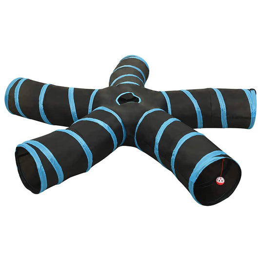 Vidaxl kattentunnel 5-voudig 25 cm polyester zwart en blauw