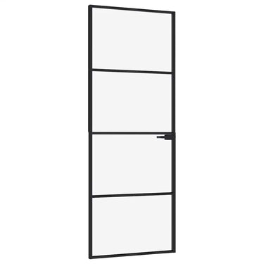 Vidaxl binnendeur 76x201,5 cm gehard glas en aluminium smal zwart