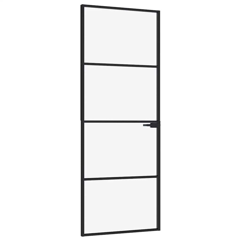 Load image into Gallery viewer, Vidaxl binnendeur 76x201,5 cm gehard glas en aluminium smal zwart
