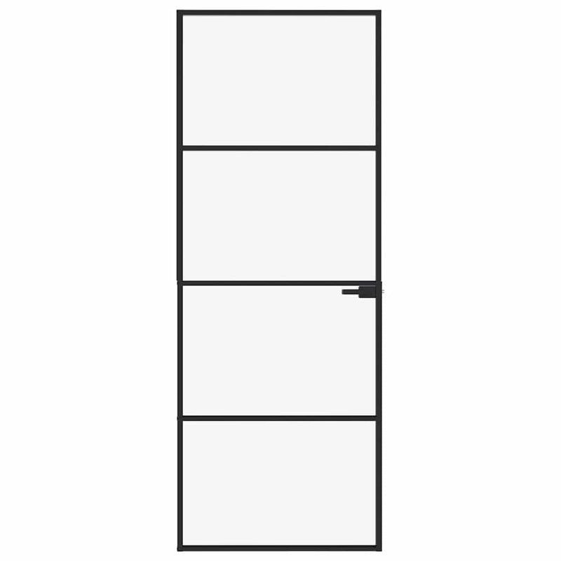 Load image into Gallery viewer, Vidaxl binnendeur 76x201,5 cm gehard glas en aluminium smal zwart
