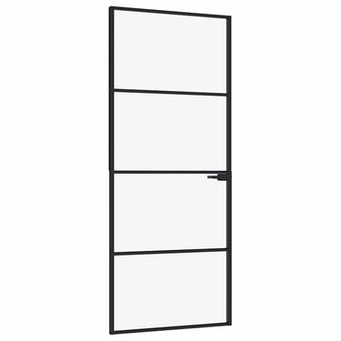 Vidaxl binnendeur 83x201,5 cm gehard glas en aluminium smal zwart