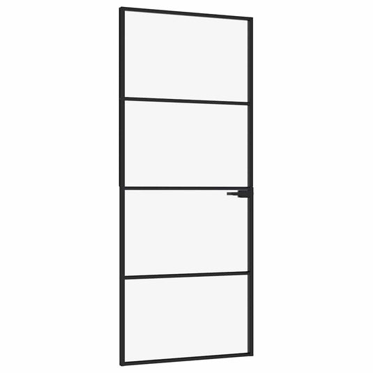 Vidaxl binnendeur 83x201,5 cm gehard glas en aluminium smal zwart