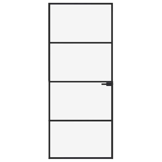 Vidaxl binnendeur 83x201,5 cm gehard glas en aluminium smal zwart