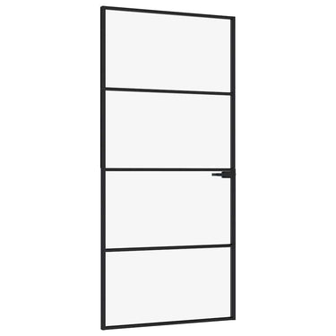 Vidaxl binnendeur 93x201,5 cm gehard glas en aluminium smal zwart