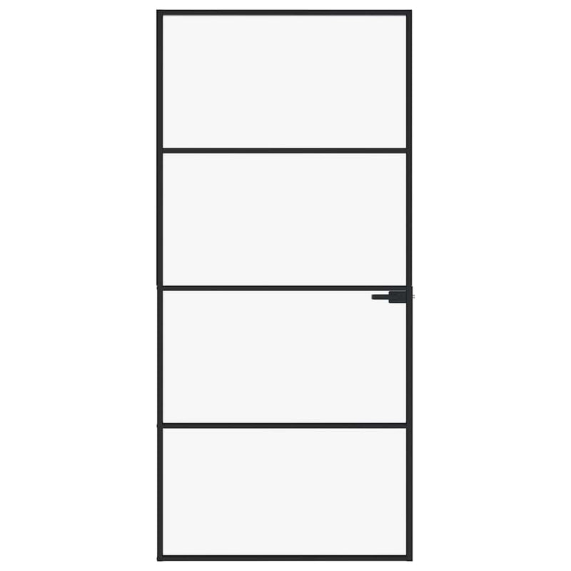 Load image into Gallery viewer, Vidaxl binnendeur 93x201,5 cm gehard glas en aluminium smal zwart
