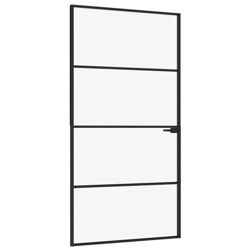 Load image into Gallery viewer, VidaXL Binnendeur 102x201,5 cm gehard glas en aluminium smal zwart
