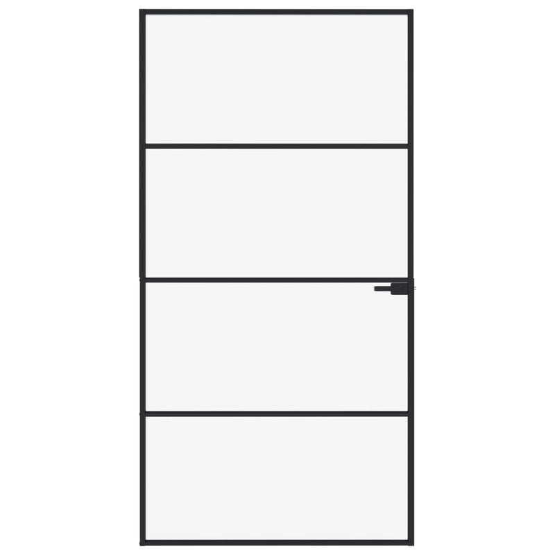 Load image into Gallery viewer, VidaXL Binnendeur 102x201,5 cm gehard glas en aluminium smal zwart
