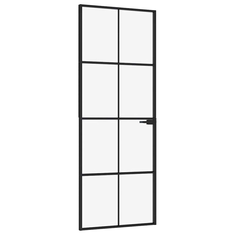 Load image into Gallery viewer, Vidaxl binnendeur 76x201,5 cm gehard glas en aluminium smal zwart
